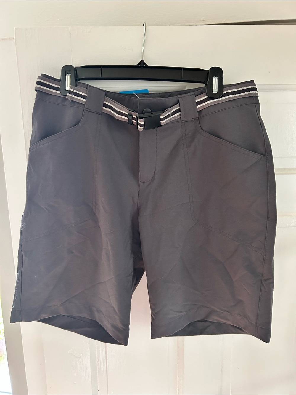 Eastern Mountain Sports Charcoal Athletic Shorts with Striped Belt